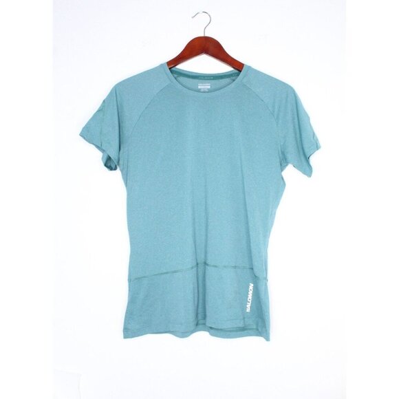 Soloman Tops - Soloman Activewear SS Shirt L Blue Green Outdoor Hiking Workout Lightweight